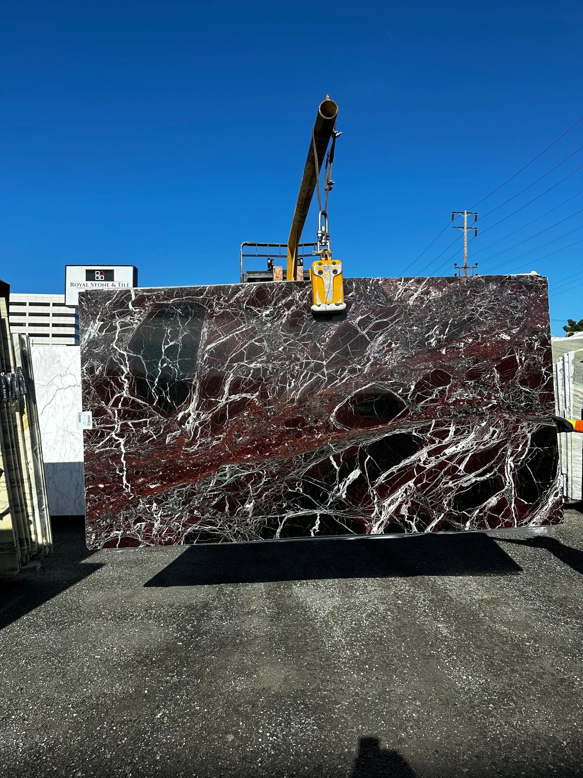 Italian Rosso Levanto Marble slabs in Los Angeles Slab Yard